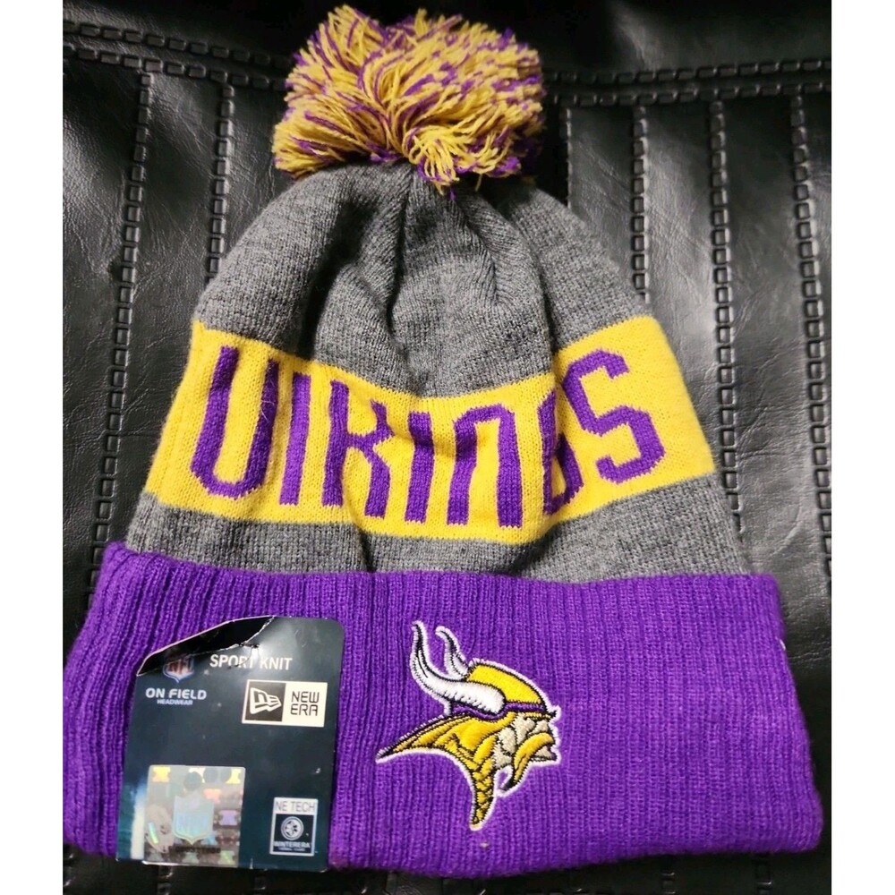 Minnesota Vikings New Era Beanie Mens One Size Purple NFL Football Knit Pom NWT
